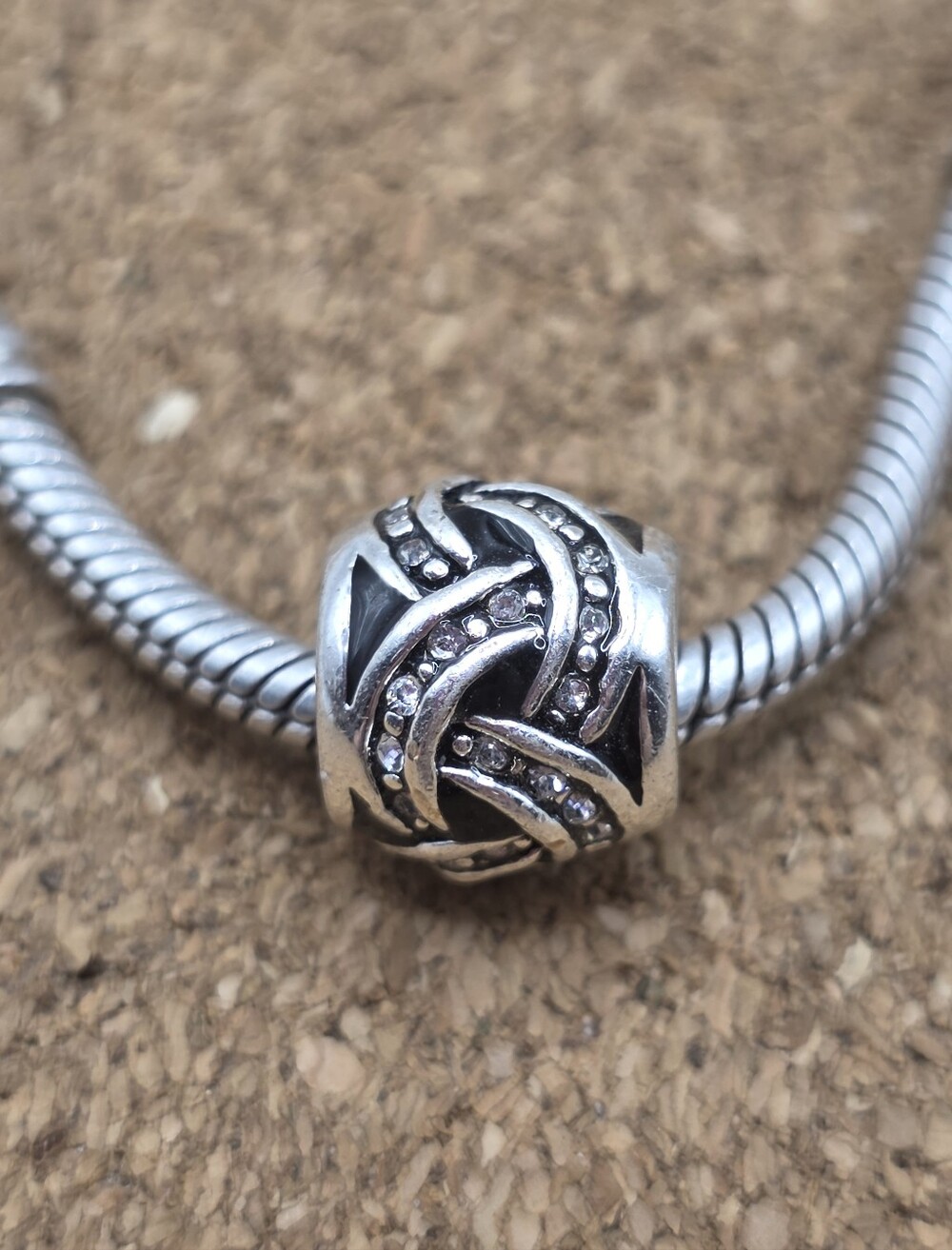 5/$25 ❤️ BLACK AND SILVER BRAIDED CZ CHARM FOR PANDORA